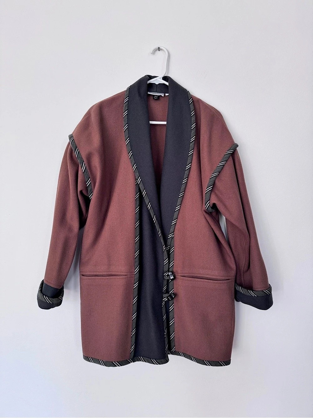 Vintage Beppa Wool Wrap Blazer in Brown & Black Size Medium